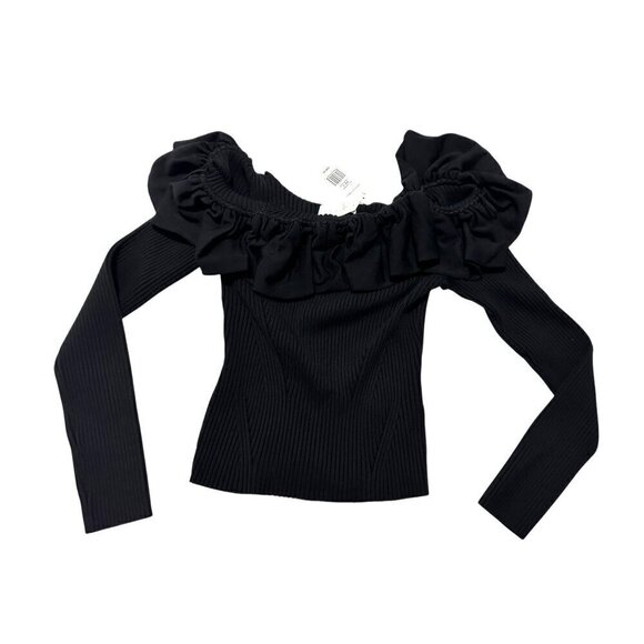 Jonathan Simkhai Isabelle Off-the-shoulder Ruffled Ribbed-knit Top, XL, NWT - Picture 9 of 16